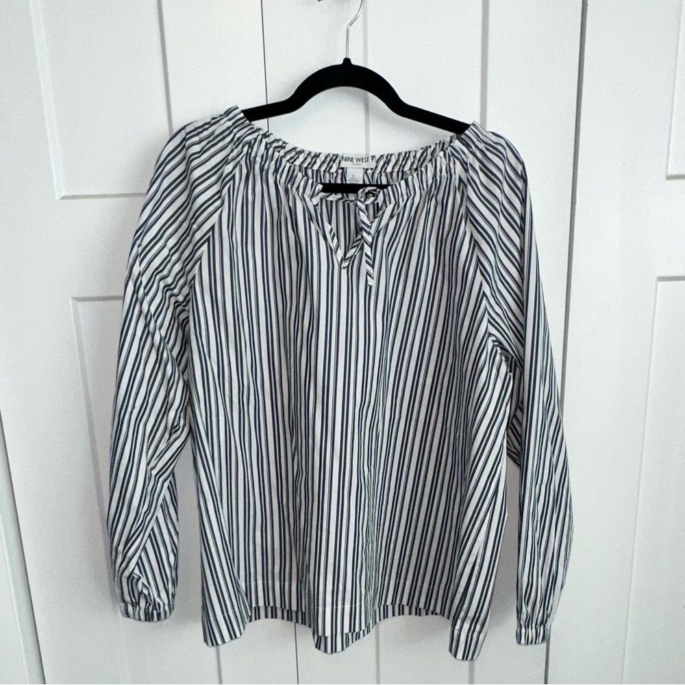 Nine West Charcoal and White Blouse -large